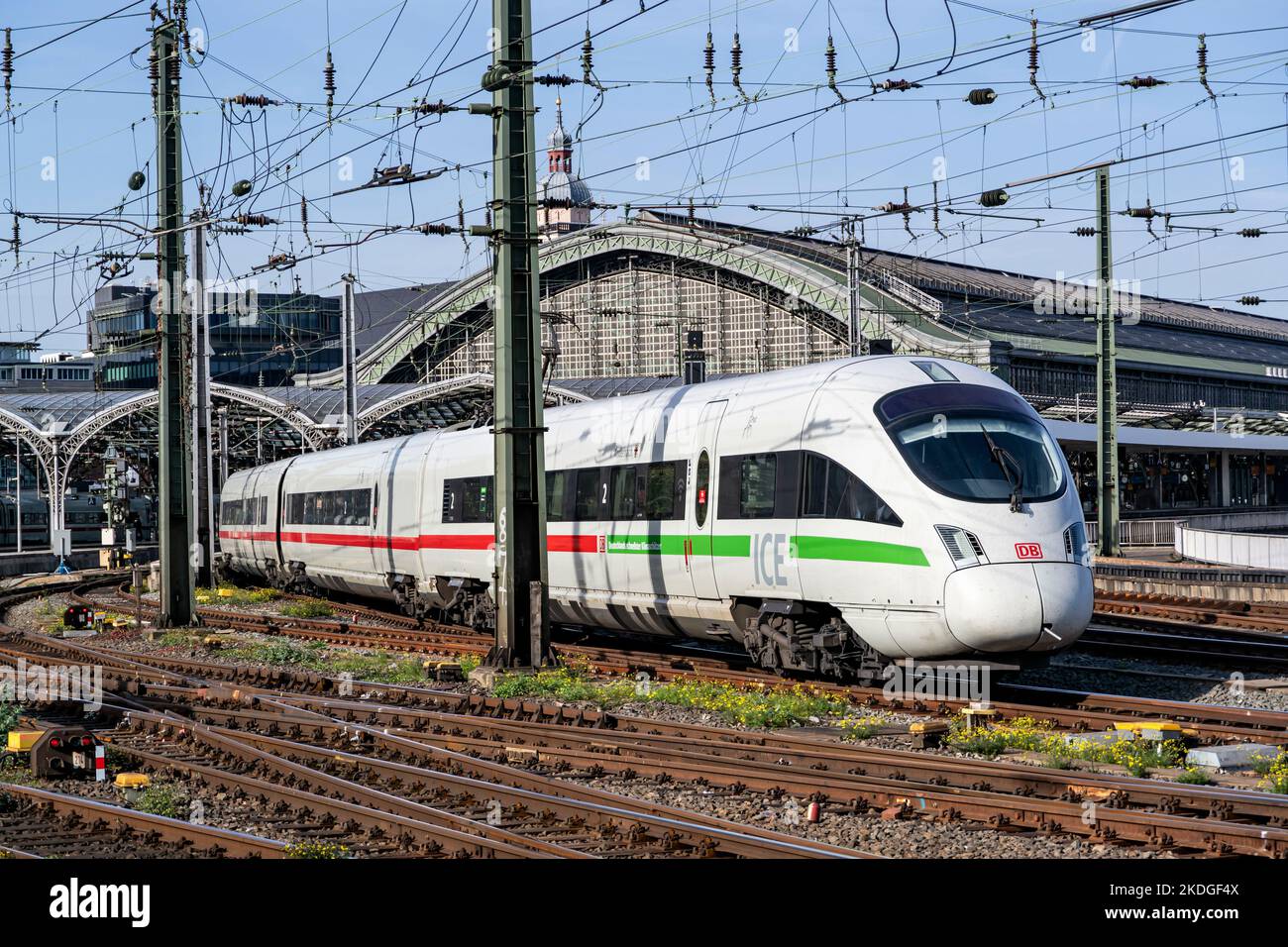 ICE 3 high-speed train at Cologne main station Stock Photo