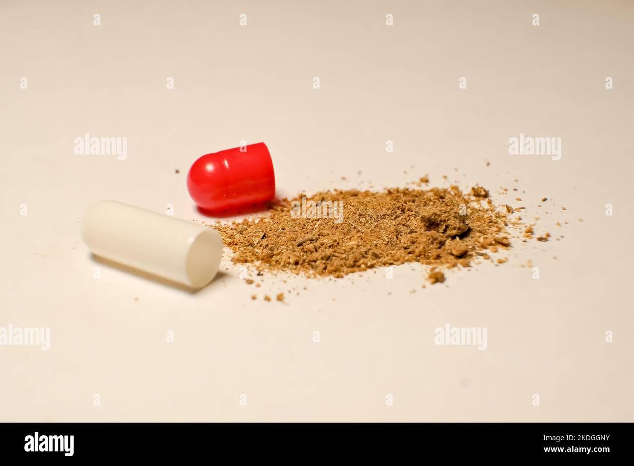 open tablet.tablet contents. white and red tablets. closeup . the