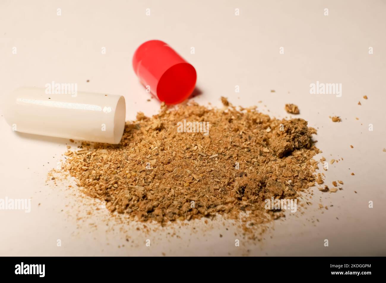 open tablet.tablet contents. white and red tablets. closeup . the