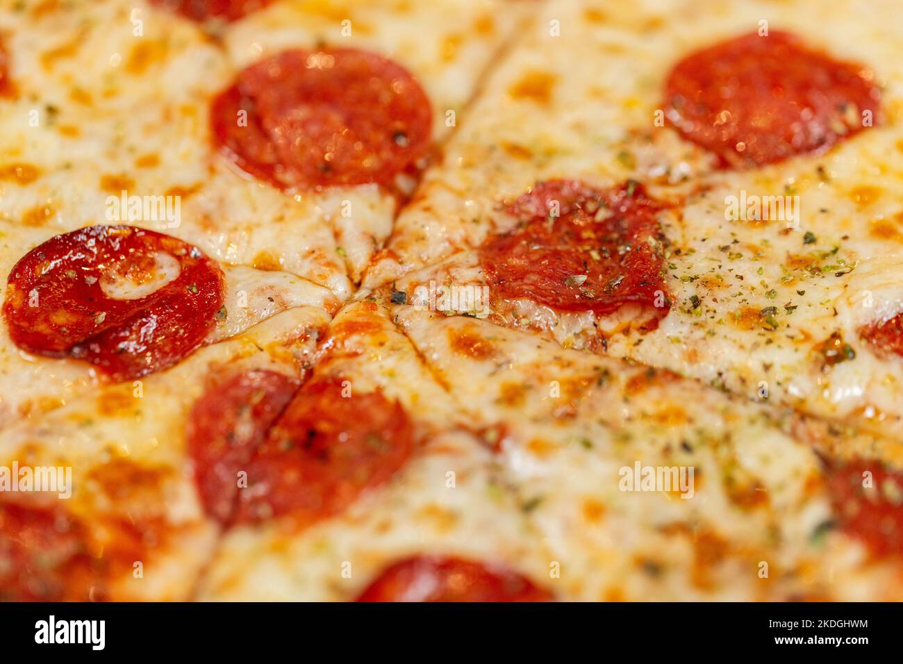 close up of sliced pizza margherita Stock Photo