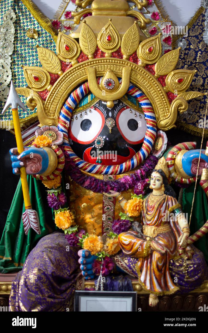 Jagannath is an incarnation of lord Vishnu and considered as the supreme god by the Hindus Stock Photo