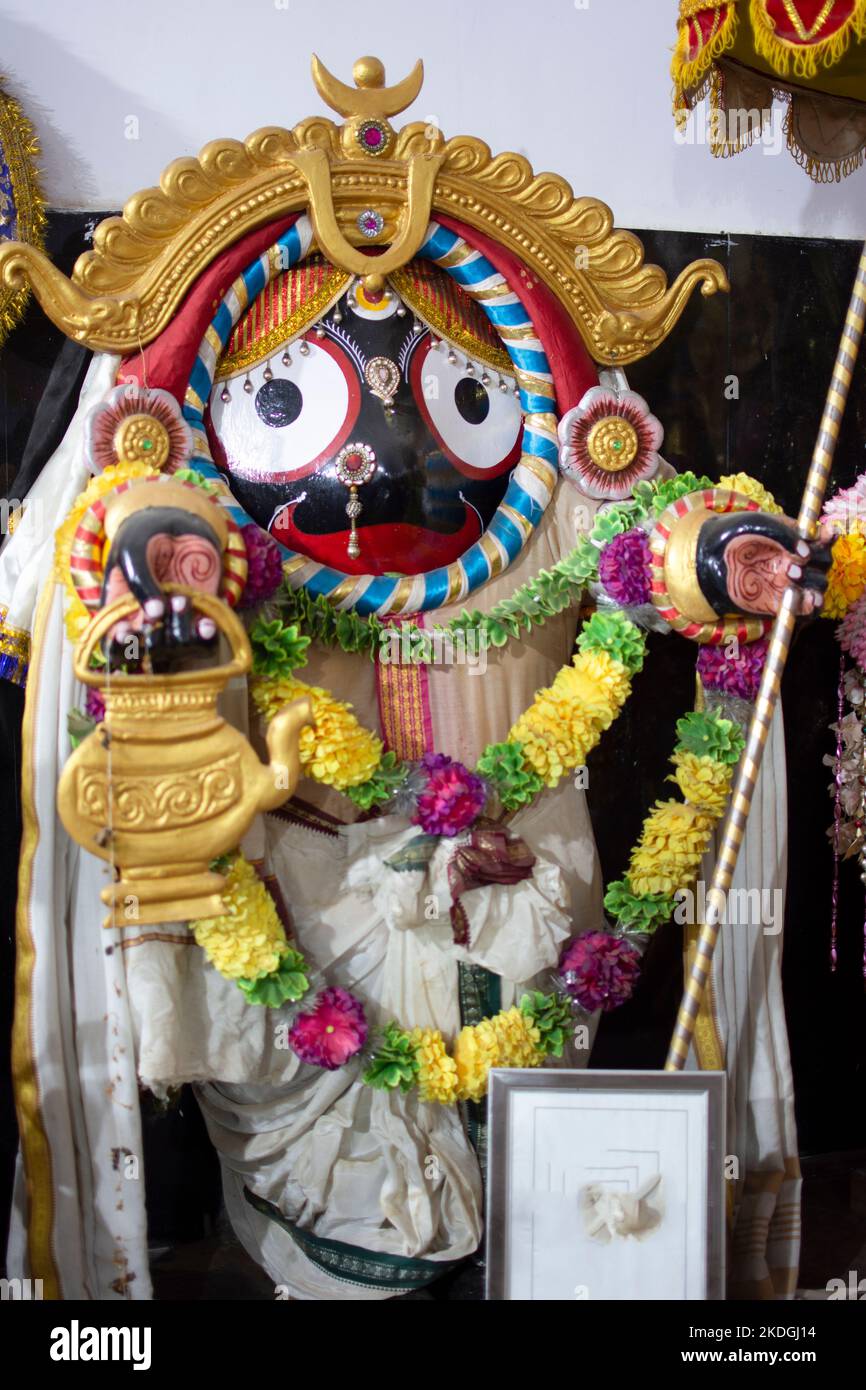 Jagannath is an incarnation of lord Vishnu and considered as the supreme god by the Hindus Stock Photo