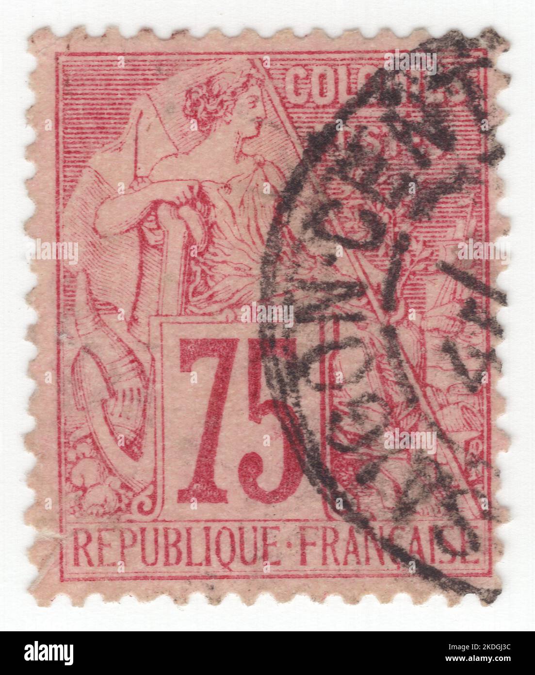 FRENCH COLONIES 1881 An 75 centimes carmine on rose postage stamp