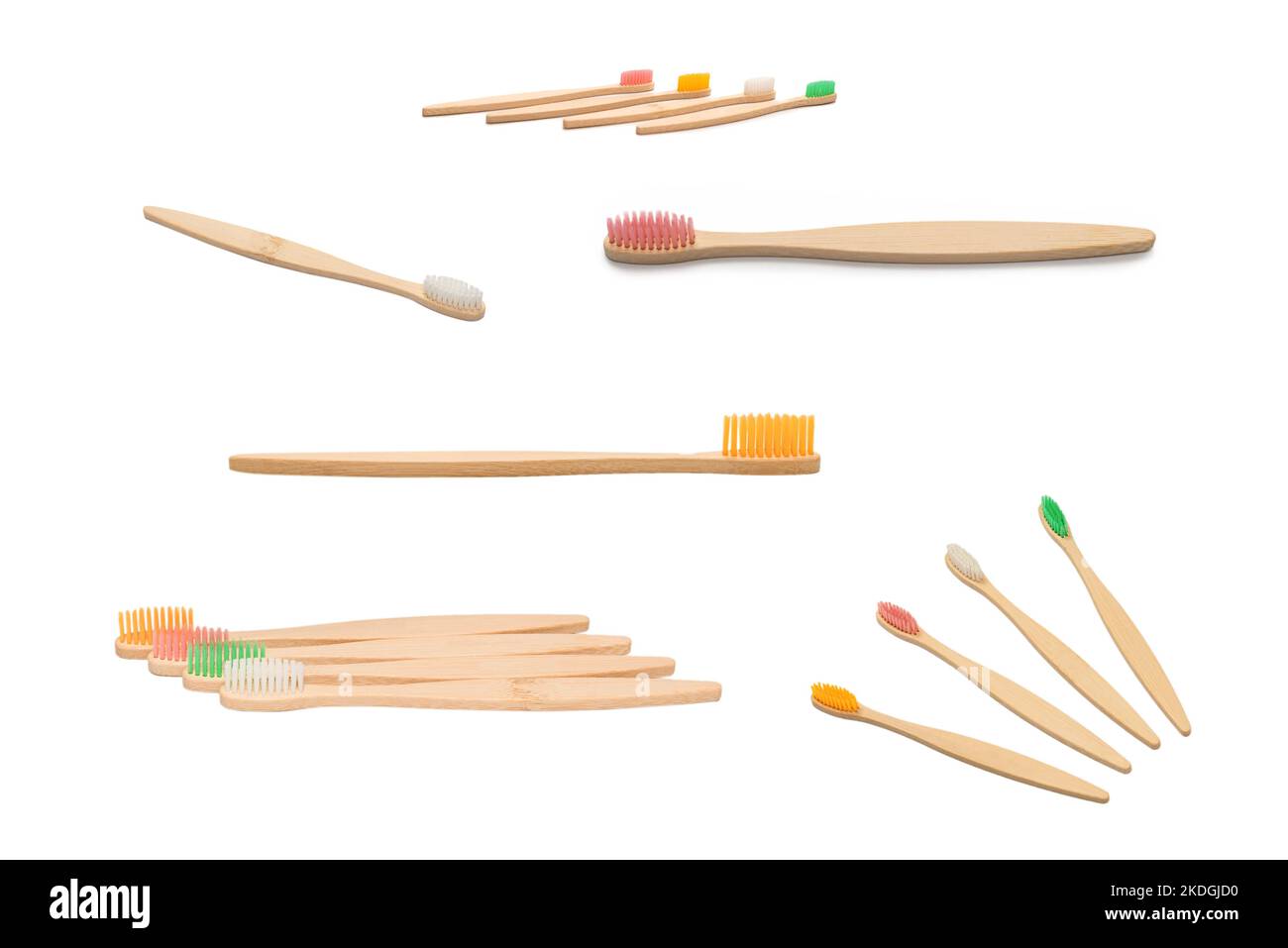 Bamboo toothbrush isolated on a white background. Top view Stock Photo ...