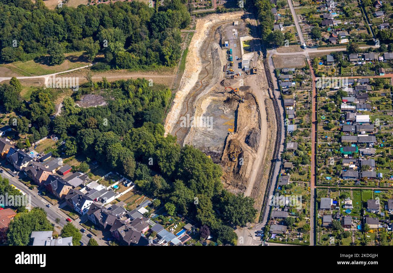 Luftbild, Baustelle Regenrückhaltebecken Gerschede am Pausmühlenbach