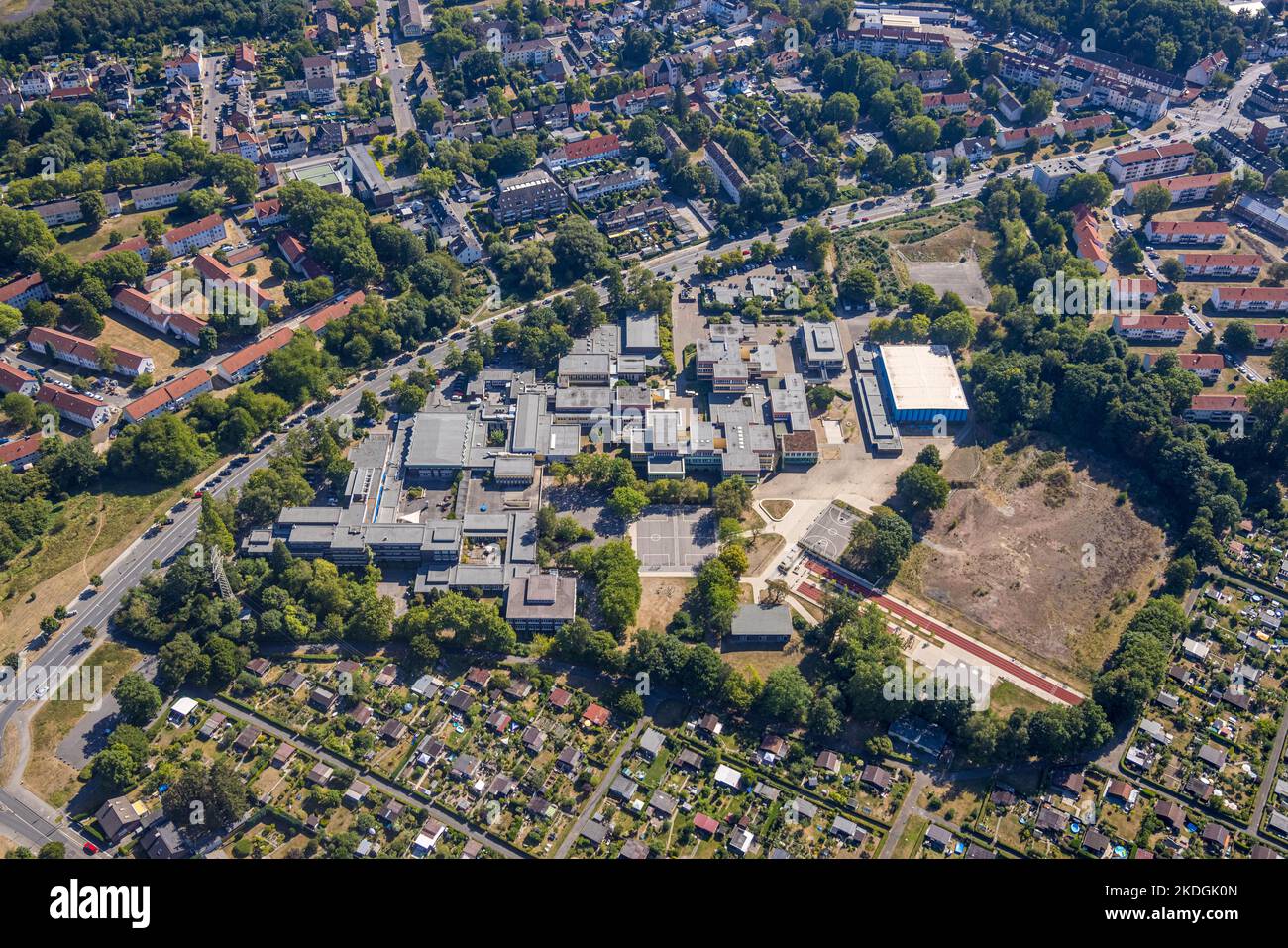 Aerial view, school center, Gymnasium Am Stoppenberg, Bischöfliche
