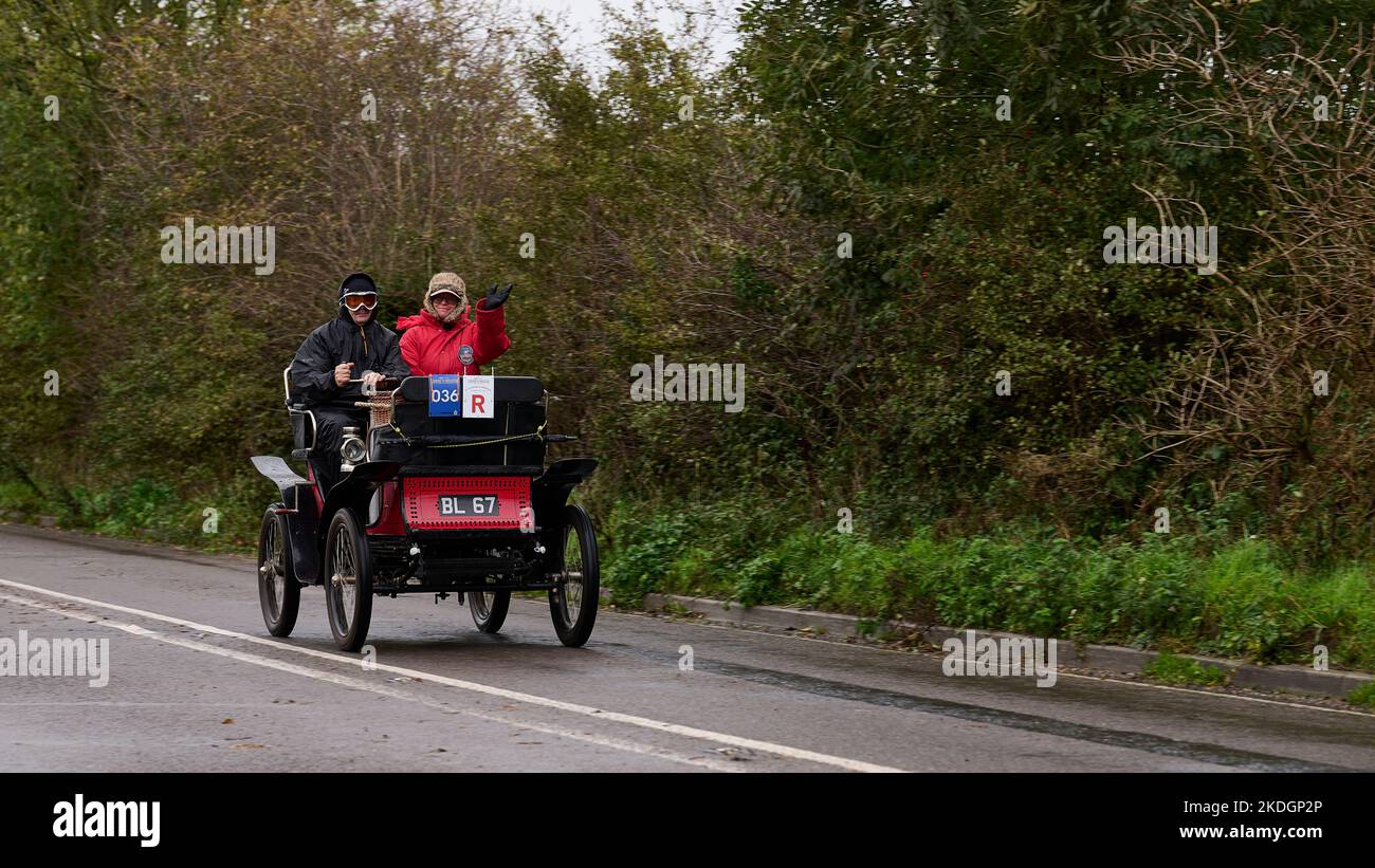 Participants in the annual London to Brighton Veteran Car Run 2022 Stock Photo