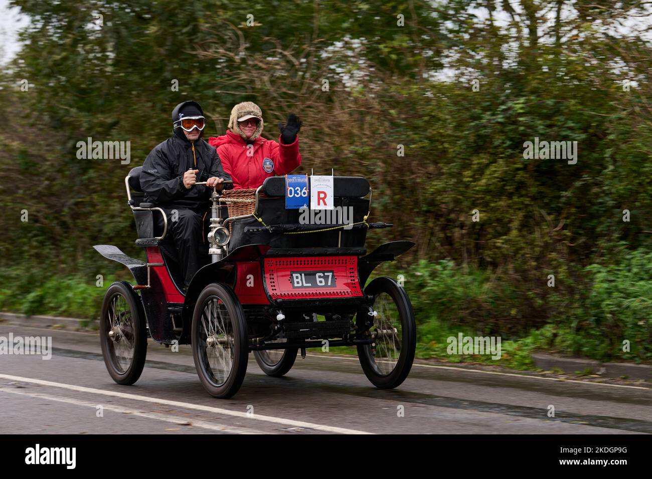 Participants in the annual London to Brighton Veteran Car Run 2022 Stock Photo