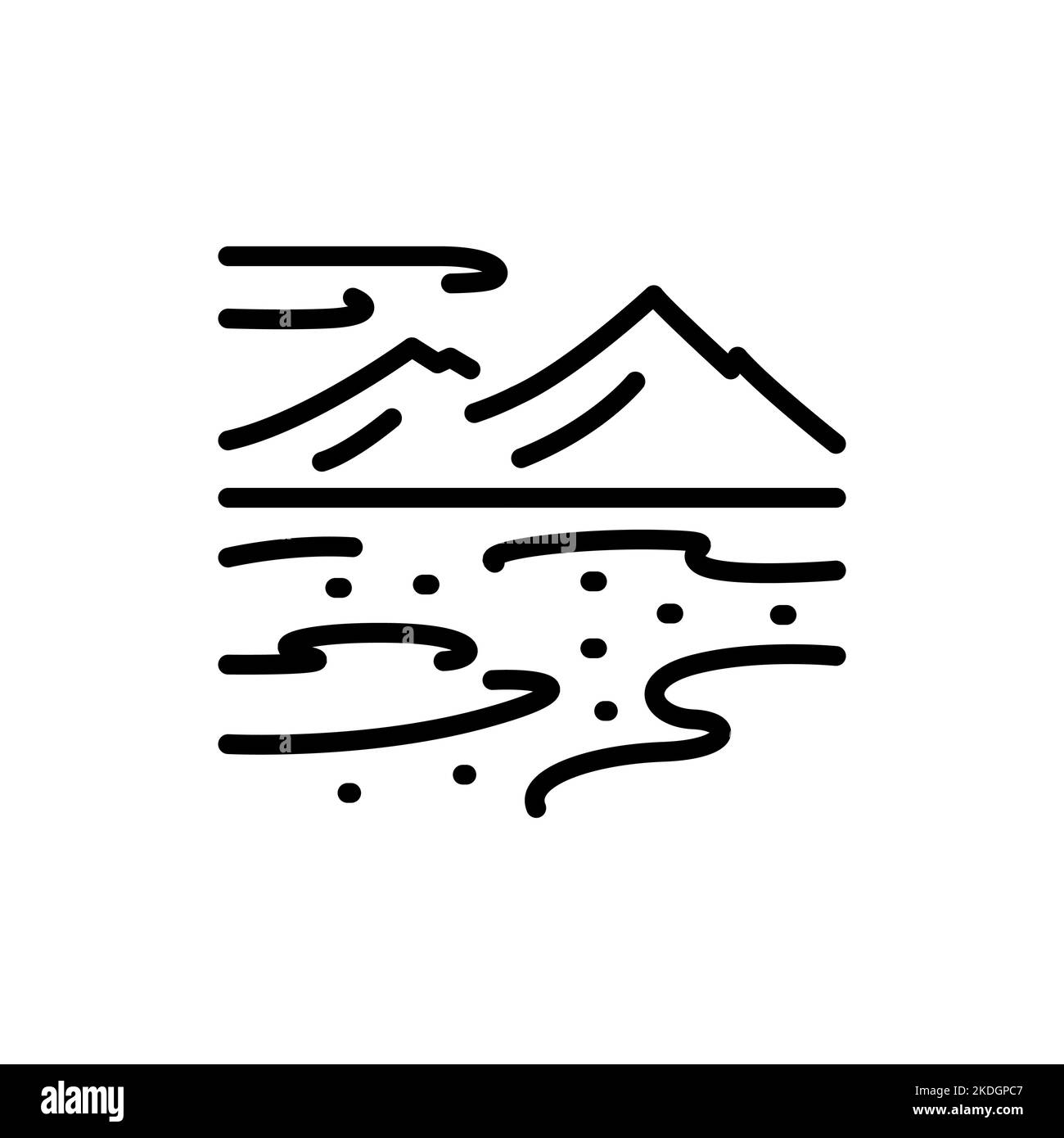 Arctic black line icon. Nature landscape. Pictogram for web page Stock
