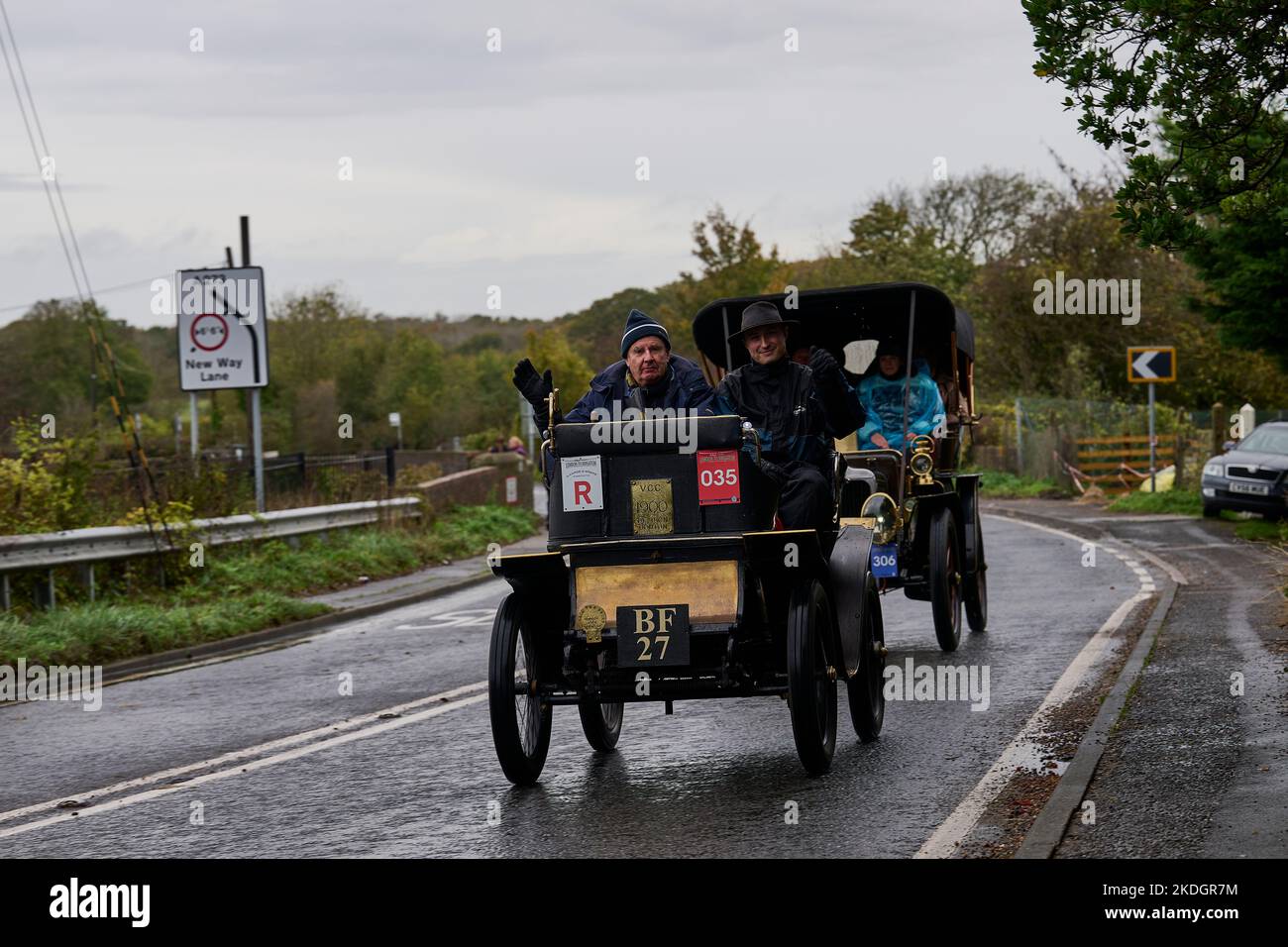 Participants in the annual London to Brighton Veteran Car Run 2022 Stock Photo