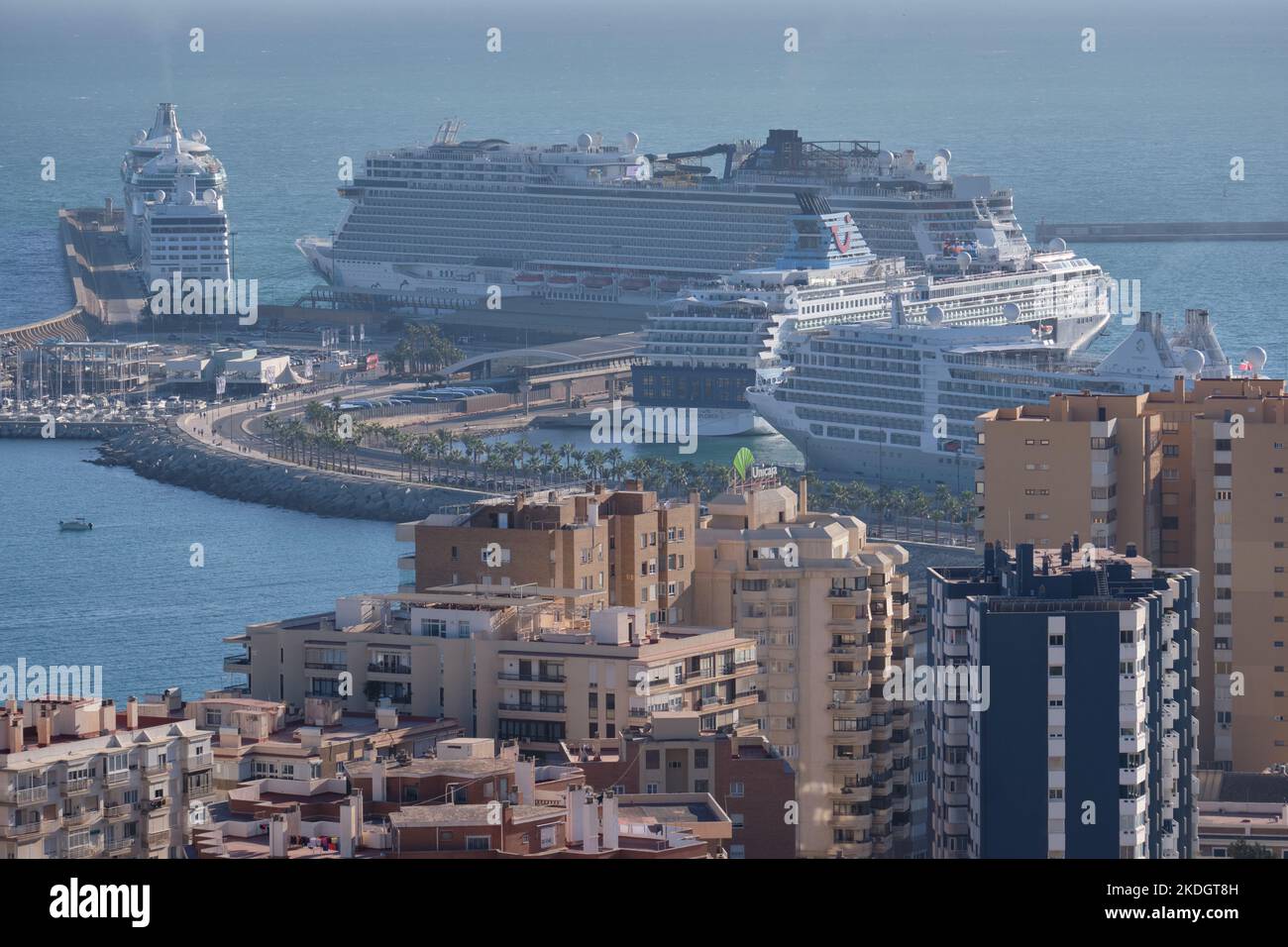 Cruise ships at port of Malaga, Spain. Stock Photo