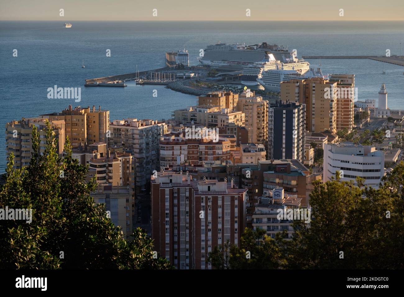 Cruise ships at port of Malaga, Spain. Stock Photo