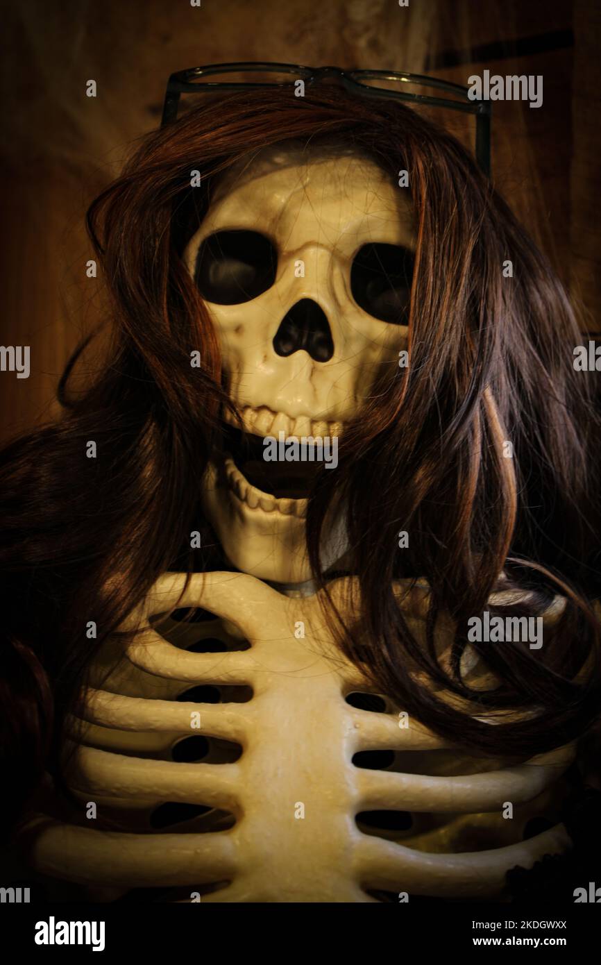 Skeleton with glasses and hair hi-res stock photography and images - Alamy