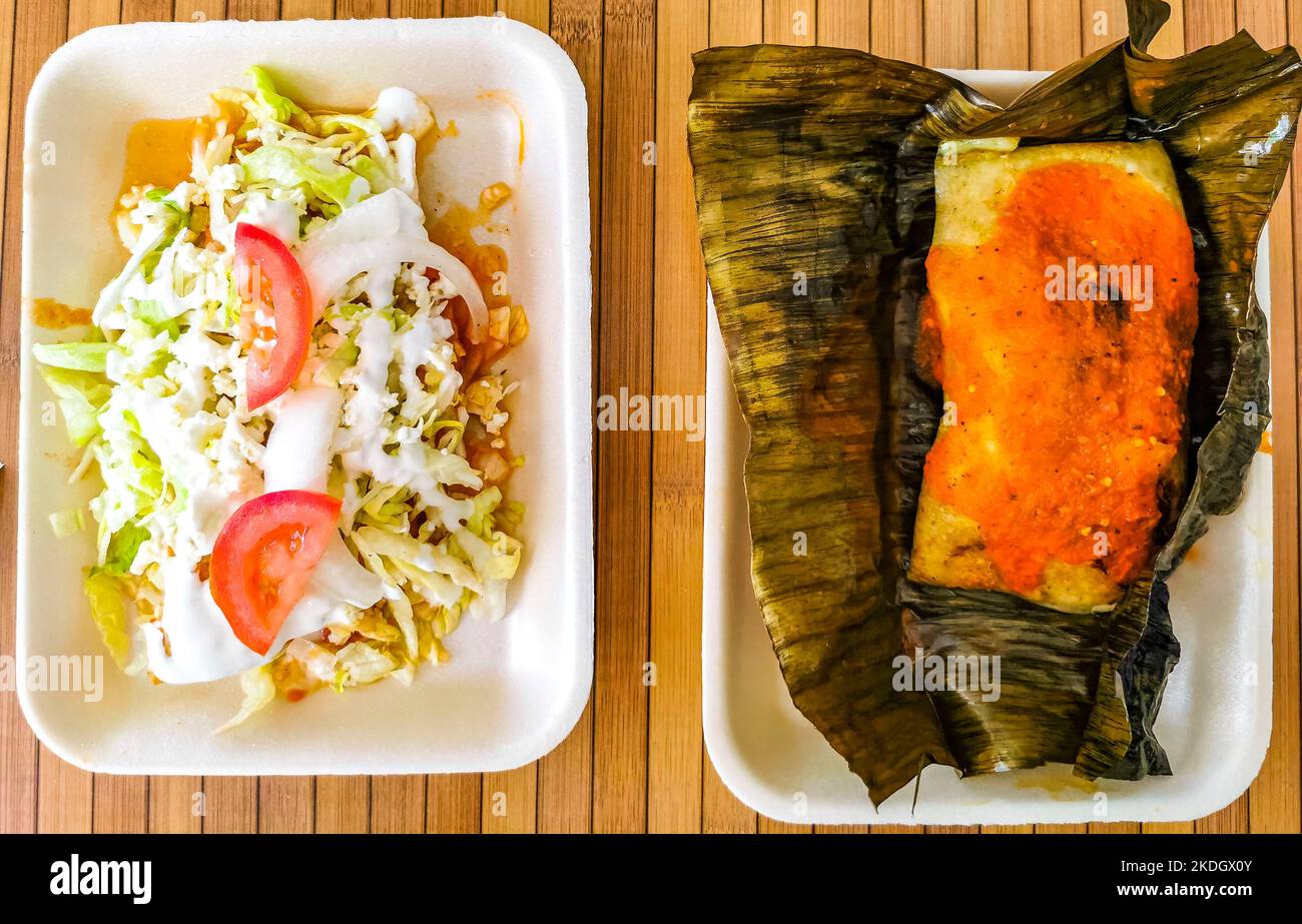 Typical Mexican dishes Tortas Tacos Empanadas and Tamales in Cancun