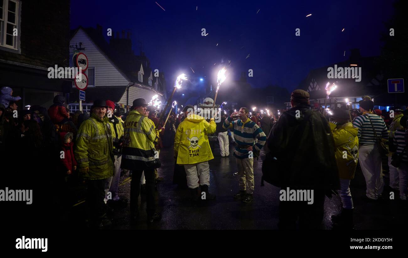 A scene from the 2022 Lewes Bonfire Night event Stock Photo