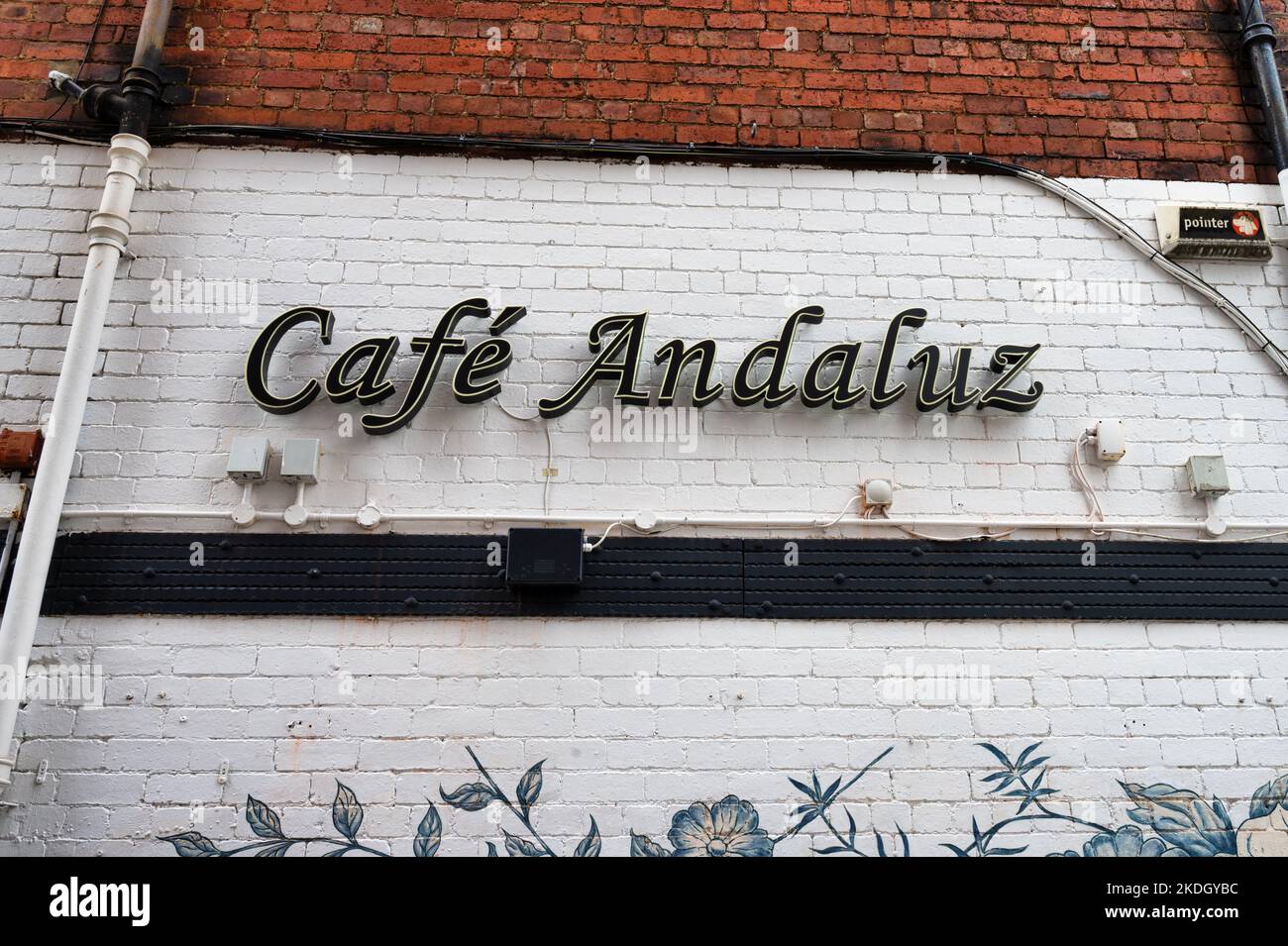 Glasgow, UK- Sept 10, 2022: The sign for Cafe Andaluz in downtown Glasgow, Scotland Stock Photo