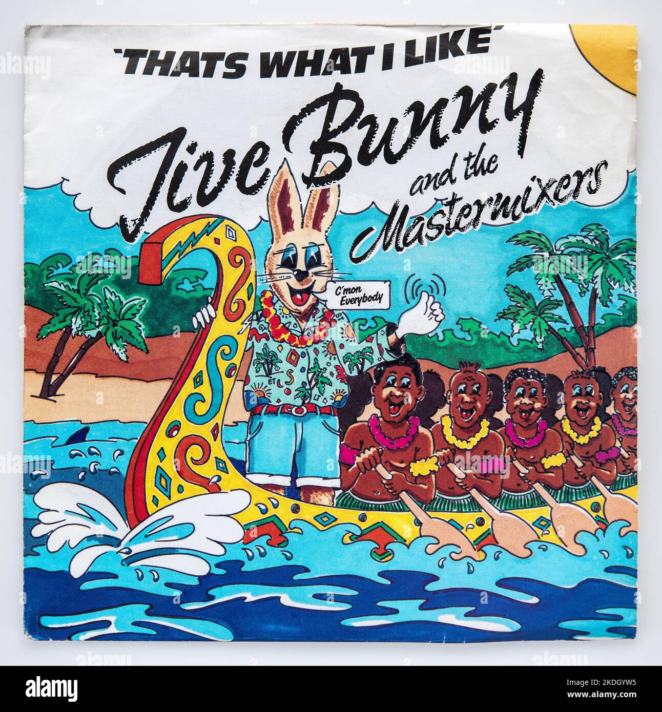 Seven inch vinyl picture cover of the single That's What I Like by Jive Bunny and the Mastermixers, which was released in 1989 Stock Photo