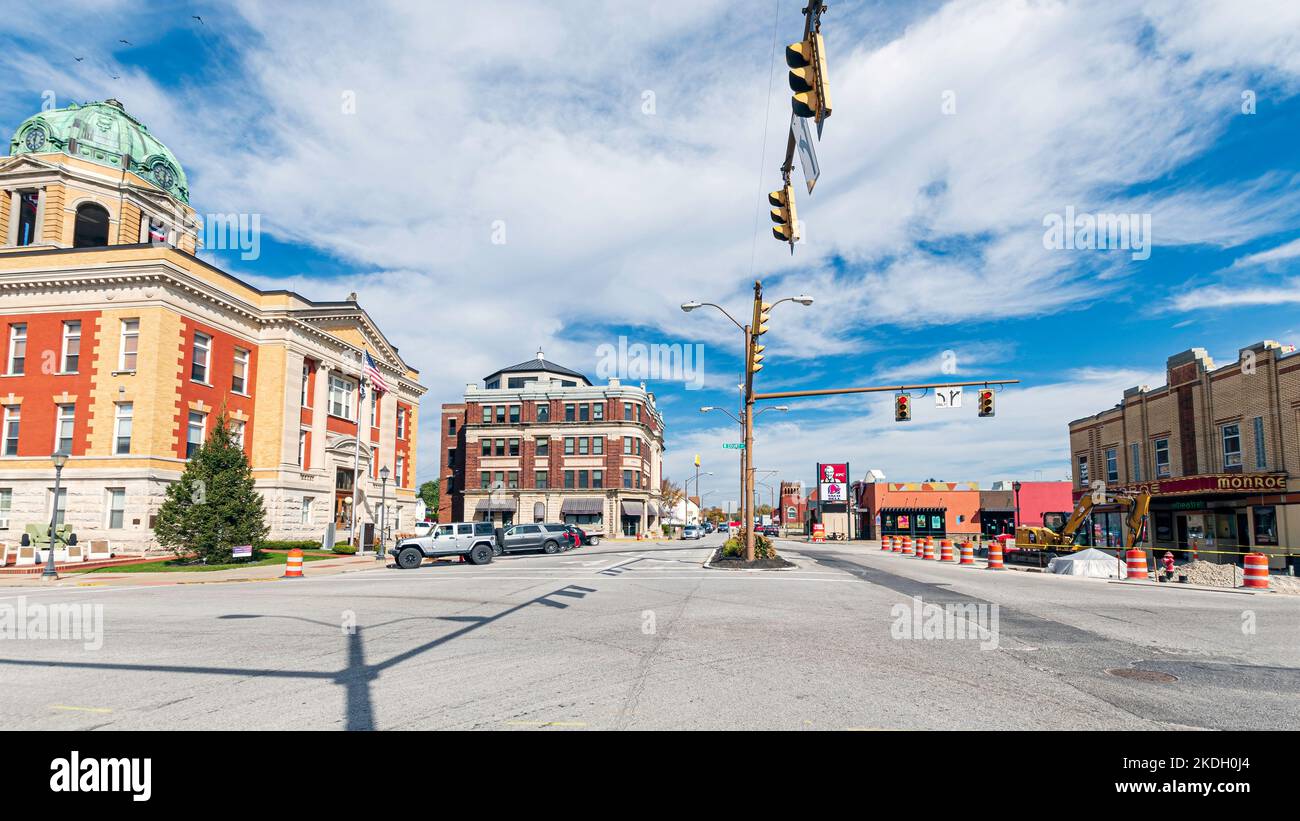 Woodsfield, Ohio, USAOct. 25, 2022 Townscape looking down Main Street