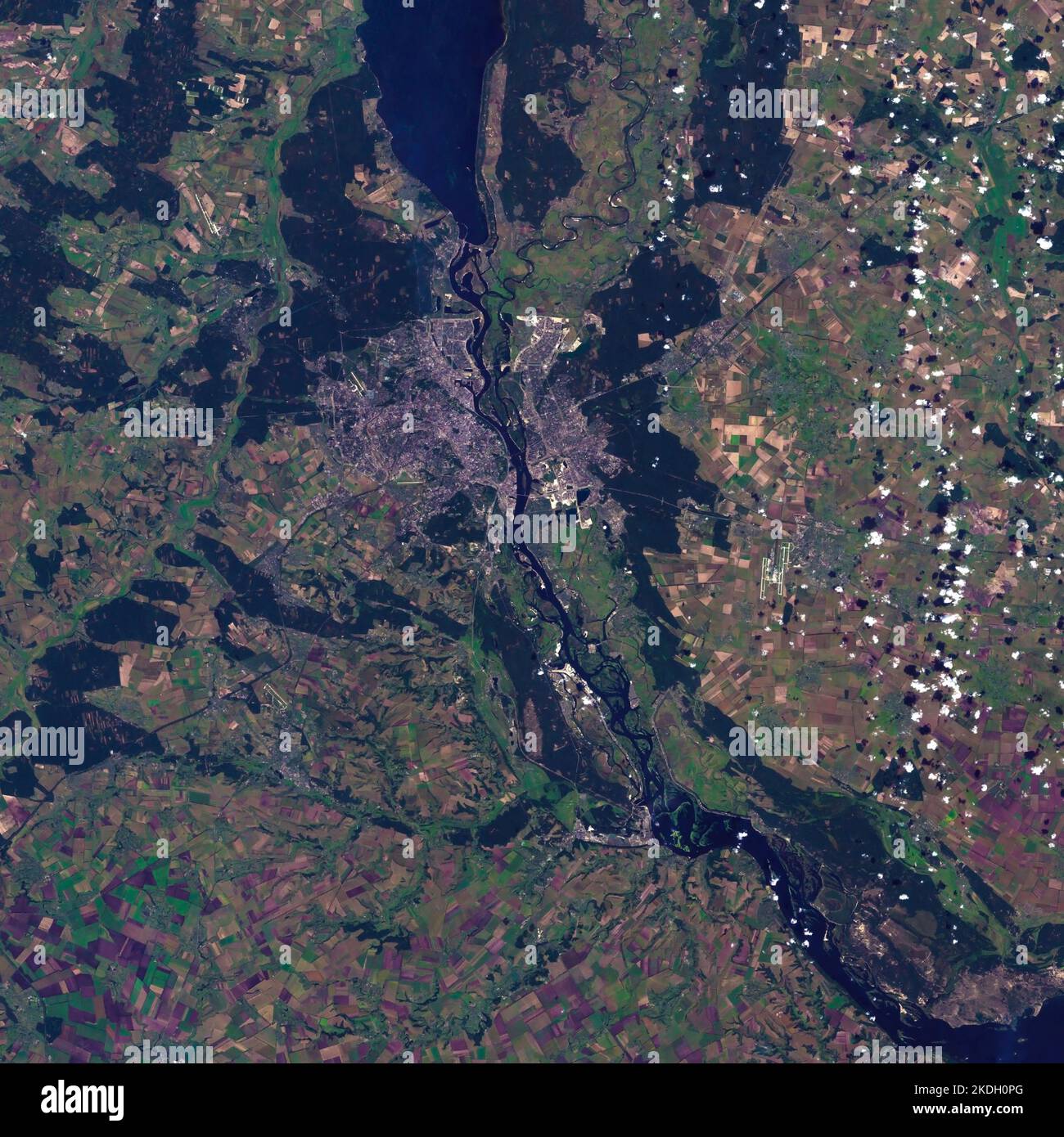 Aerial view of Kiev Ukraine. Top view of Kiev map. Elements of this image furnished by NASA Stock Photo