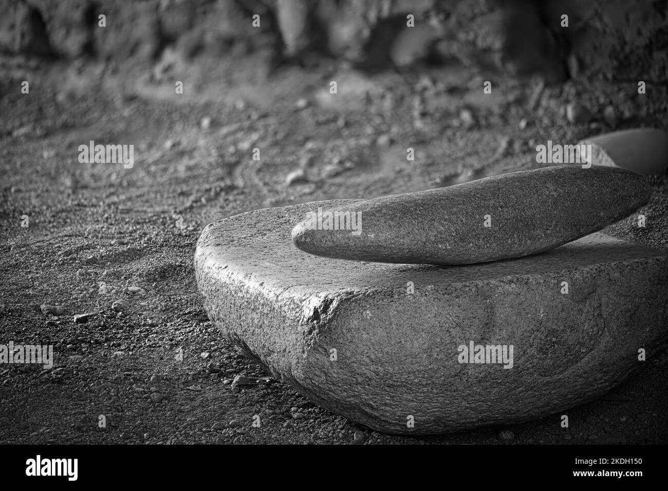 Traditional Native American Mano and a Metate Maize Grinder Stock Photo