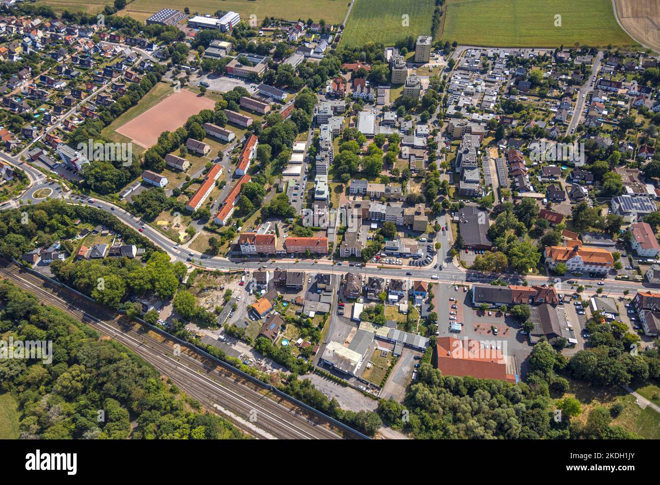 Aerial view, residential area Kamener Straße, Pelkum, Hamm, Ruhr area