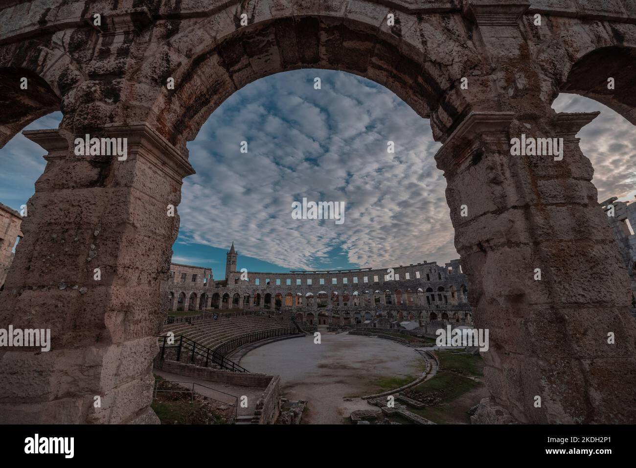 Beautiful roman colloseum or amphiteatre in Pula on a sunny summer