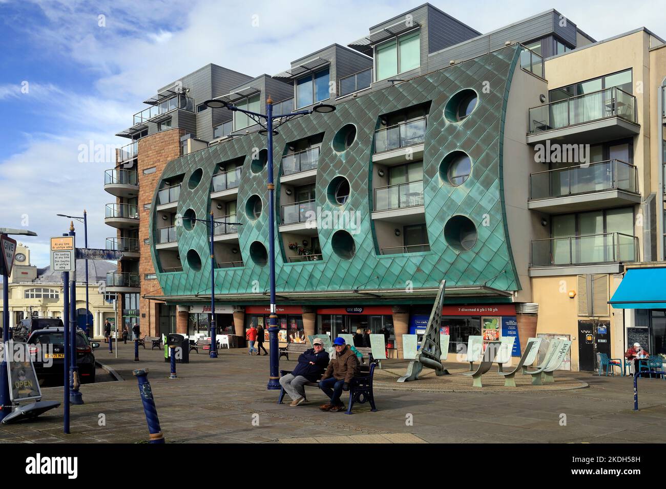 Esplanade House, Porthcawl seafront flats. October 2022. Autumn. Stock Photo