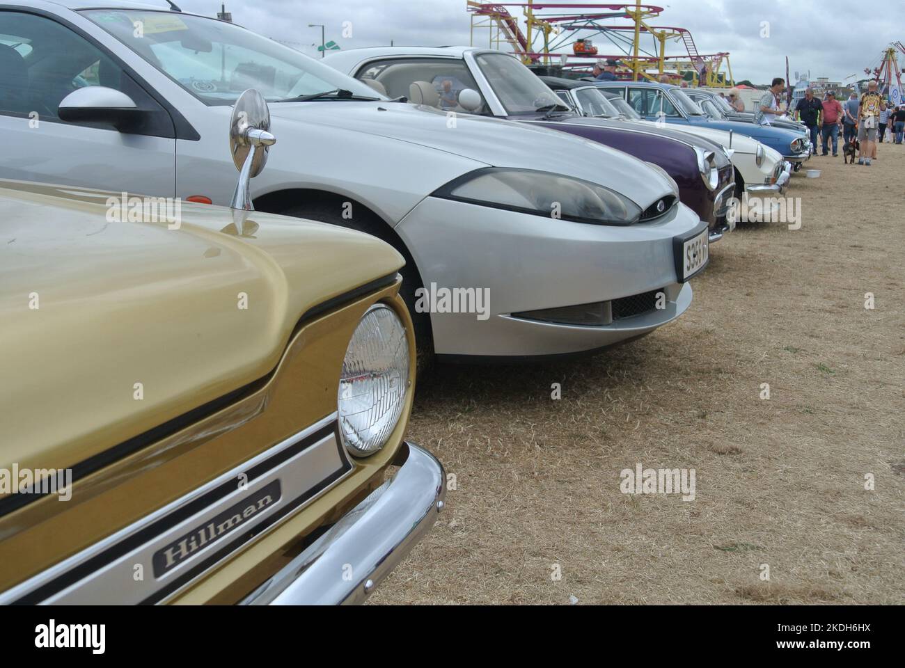 A line of classic cars parked on display at the English Riviera classic