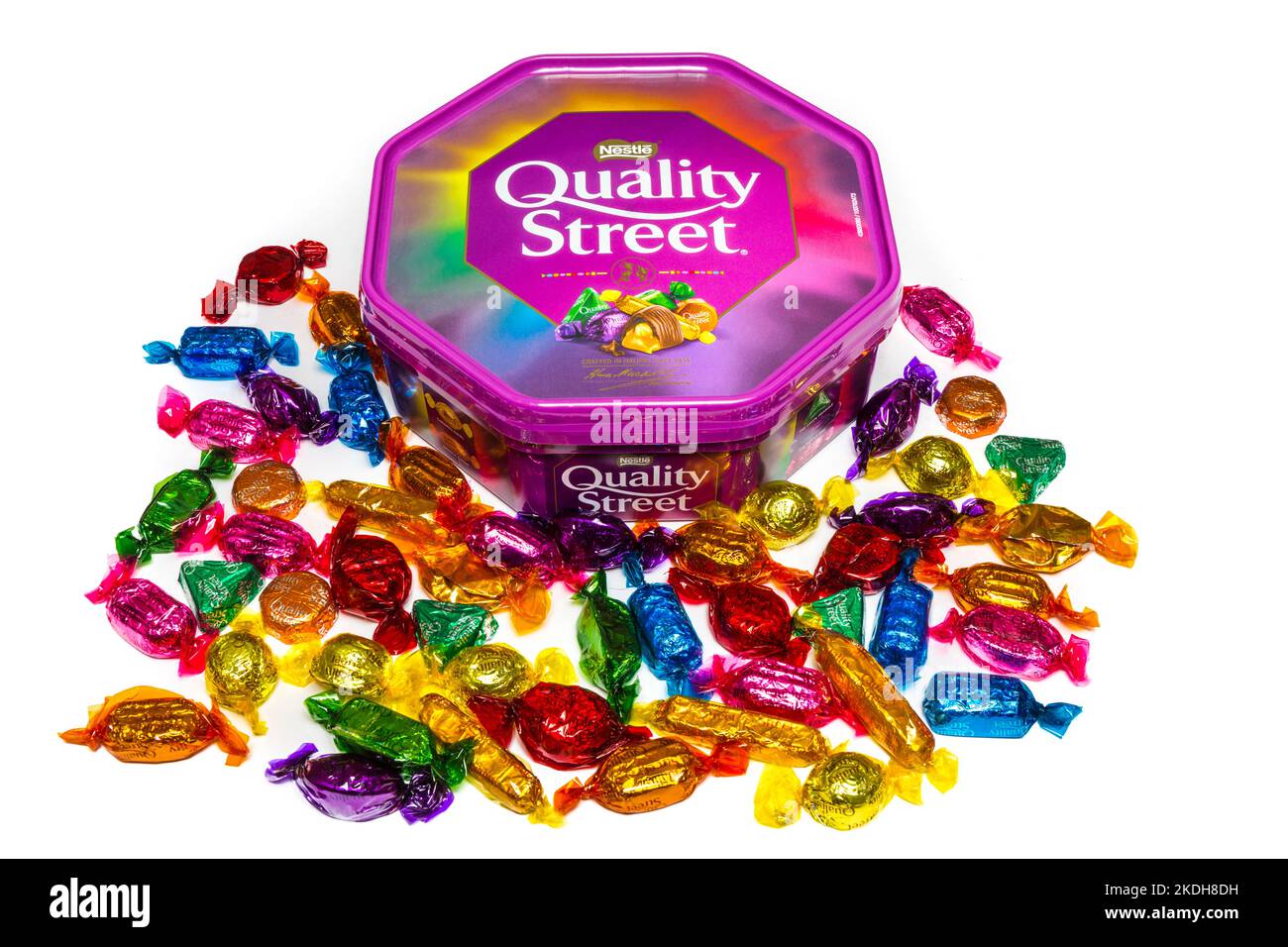 Box of Quality Street sweets and chocolates by Nestle Stock Photo - Alamy