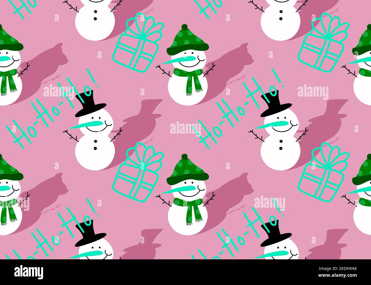 Winter seamless snowman and snowflakes pattern for Christmas wrapping ...