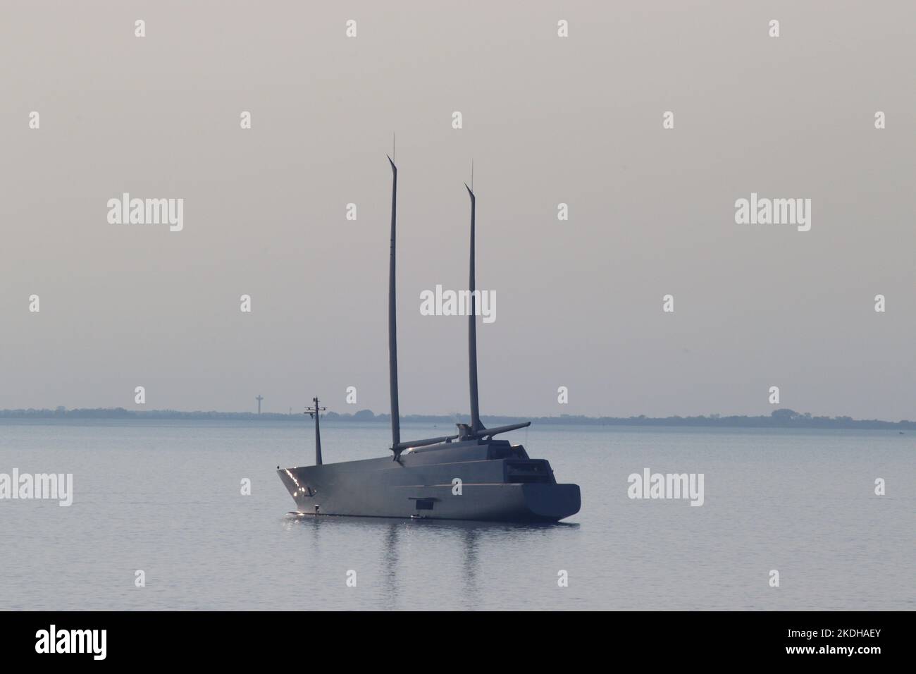 Sailing Yacht A, 12,500 ton motor yacht built for Russian billionaire Andrey Melnichenko, seized under sanctions against Russia's invasion of Ukraine Stock Photo