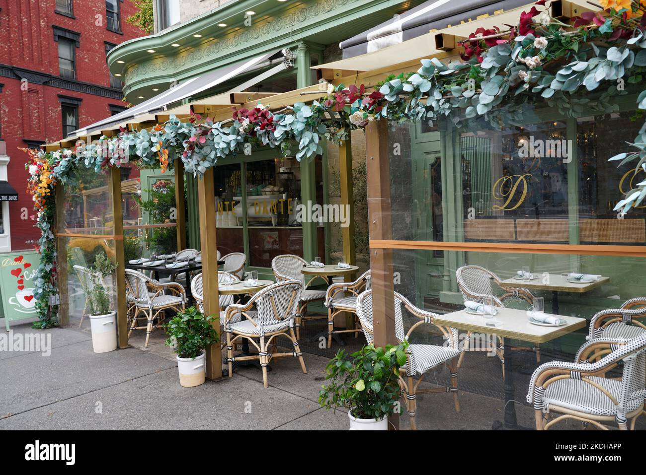 New York, NY, October 2022 Outdoor seating for a restaurant in