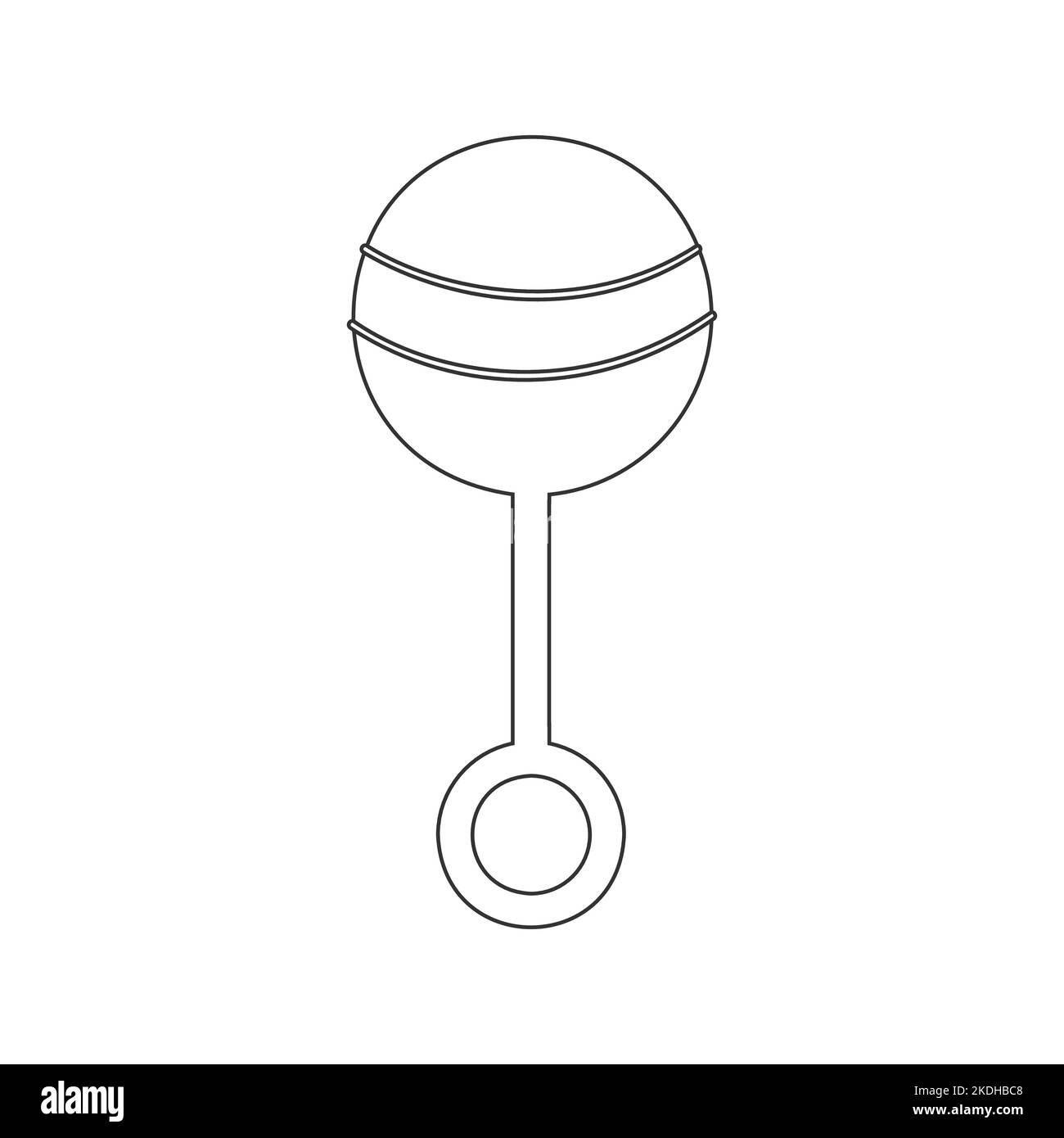 Baby Rattle Icon Toy For Infants Isolated On White Background Vector Outline Illustration