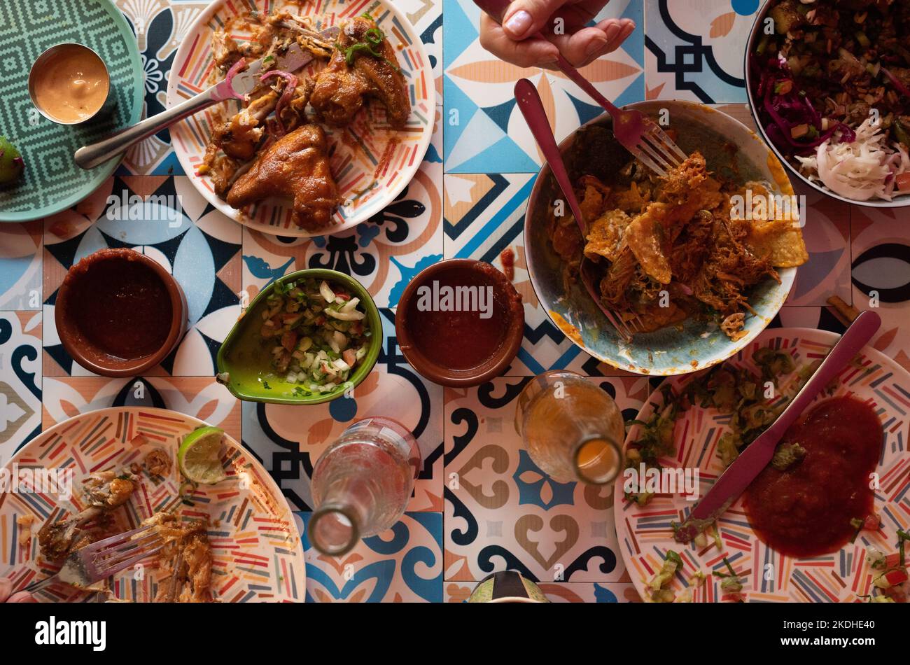 authentic Mexican food on a table at a party Stock Photo