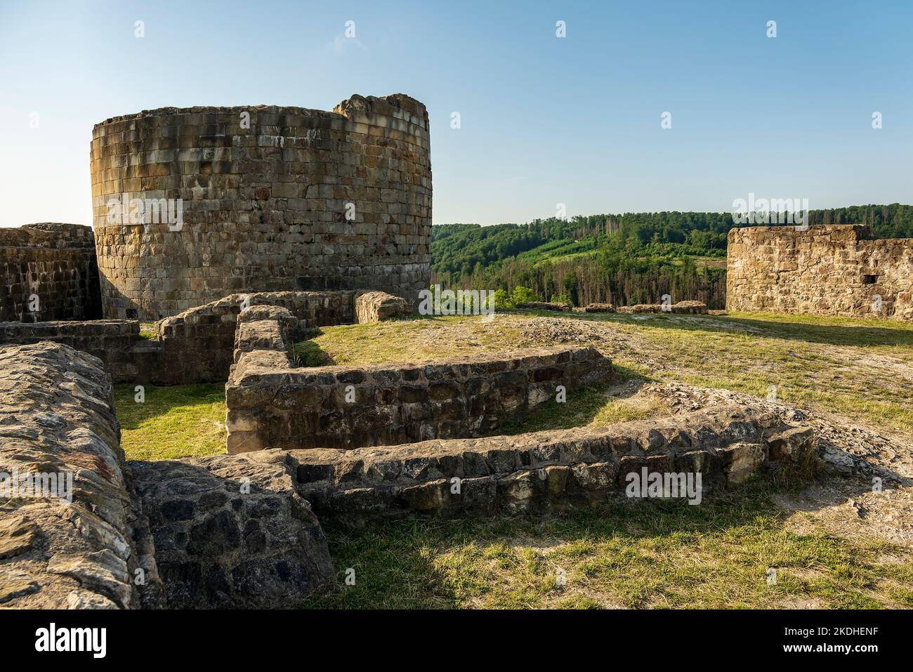 Ruins of castle Falkenburg, a hill castle from the 12th century, near Detmold, Teutoburg Forest, Germany Stock Photo