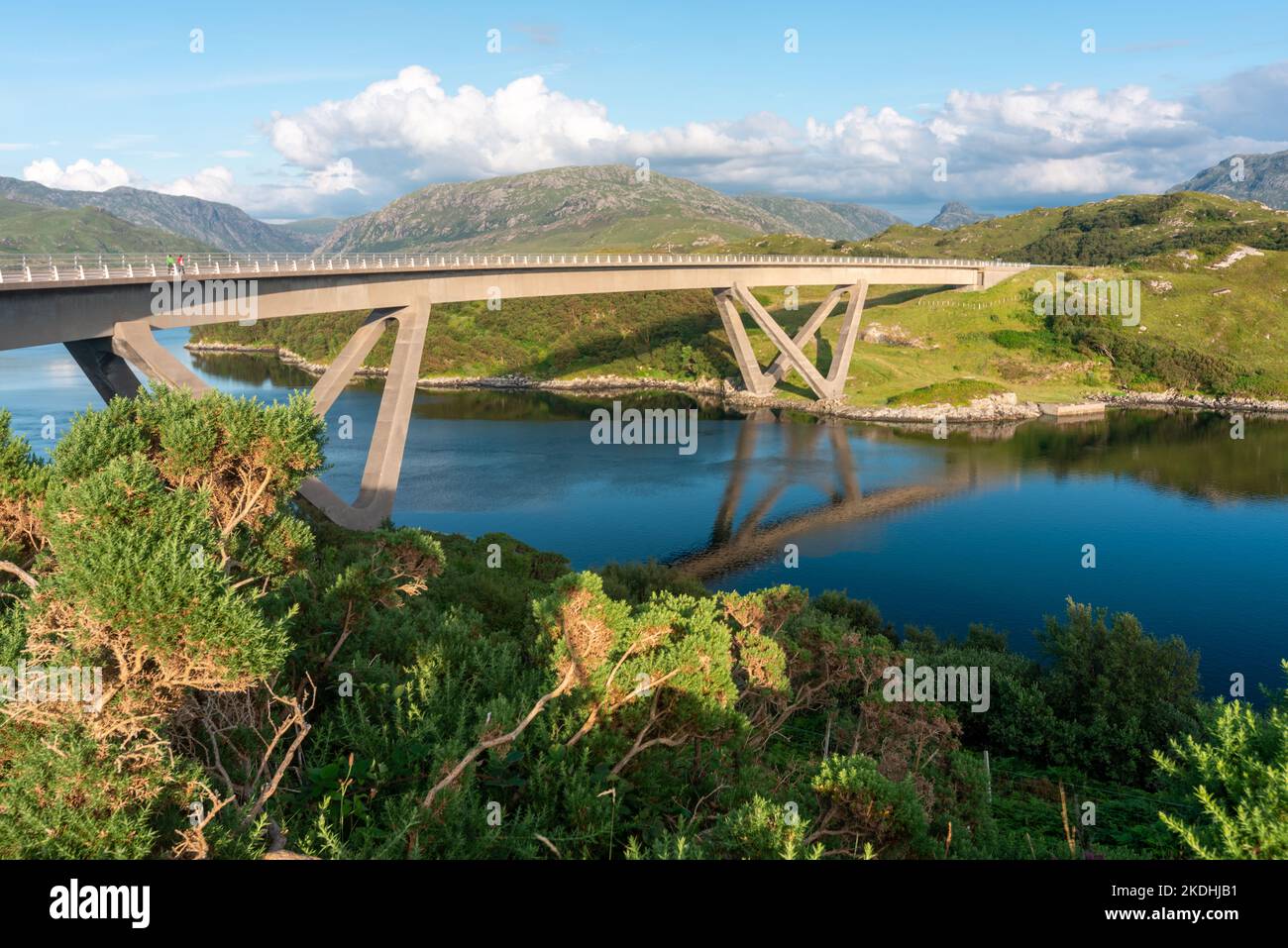 Distinctive modern curved,winding concrete box girder bridge,crossing