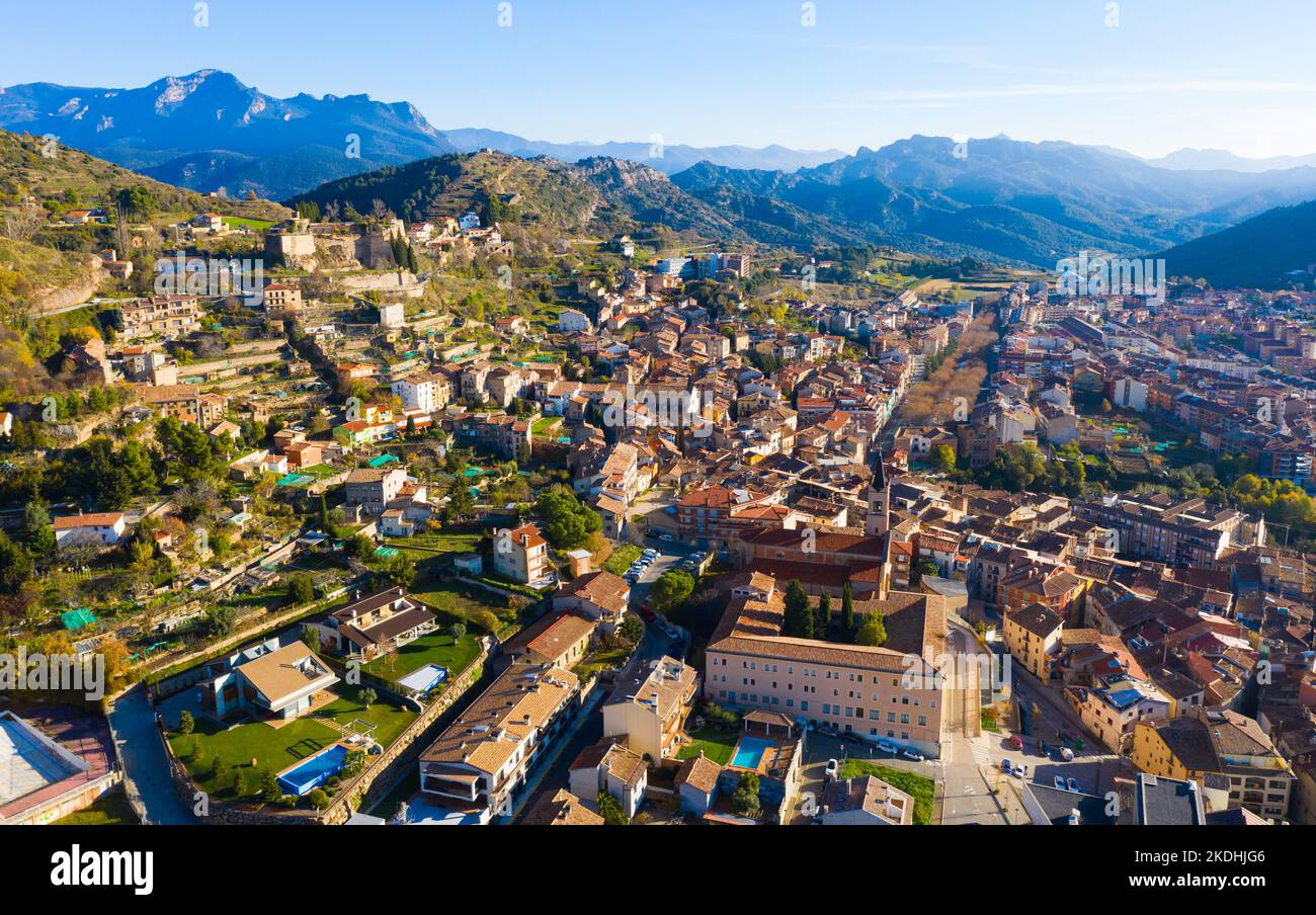 panoramic view of Berga in Spain located in mountains Stock Photo