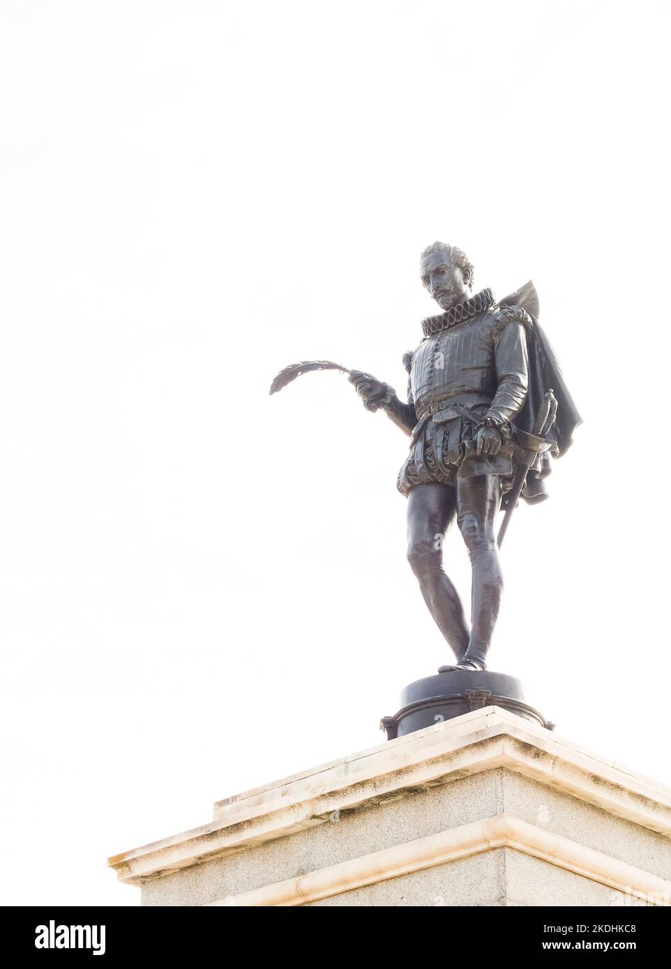Statue of Spanish writer Miguel de Cervantes Saavedra in the town of his birth Alcala de Henares, Spain Stock Photo