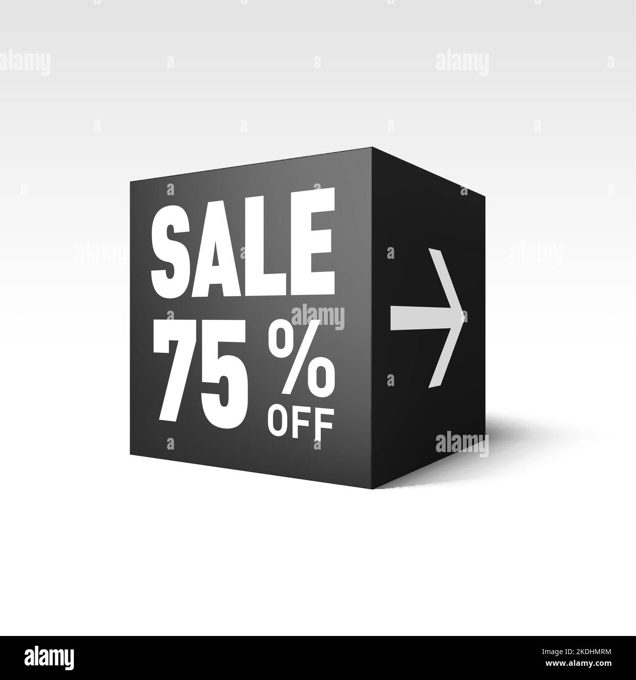 Black Cube Banner Template for Holiday Sale Event. Seventy-five Percent off Discount Stock Vector