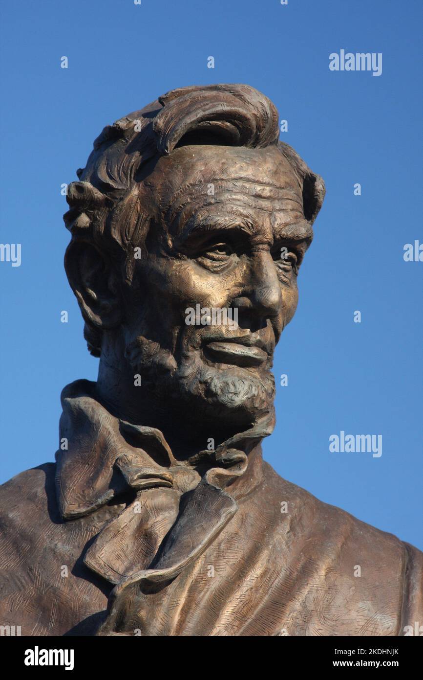 Statue of Abraham Lincoln in Union Square Park in Springfield, Illinois. Entitled 'A Greater Task'. Stock Photo