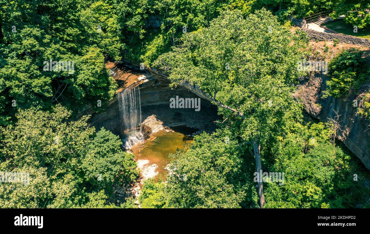 Aerial view of Clifty Falls in Clifty Falls State Park in Madison, Indiana Stock Photo