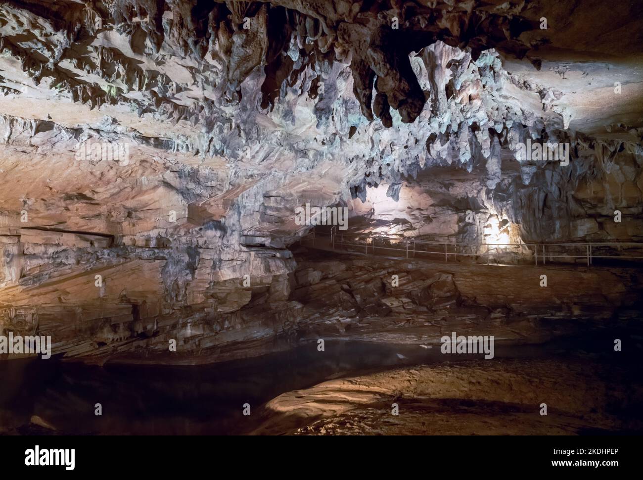 Underground river in Cascade cave in Carter Caves State Park in Kentucky Stock Photo