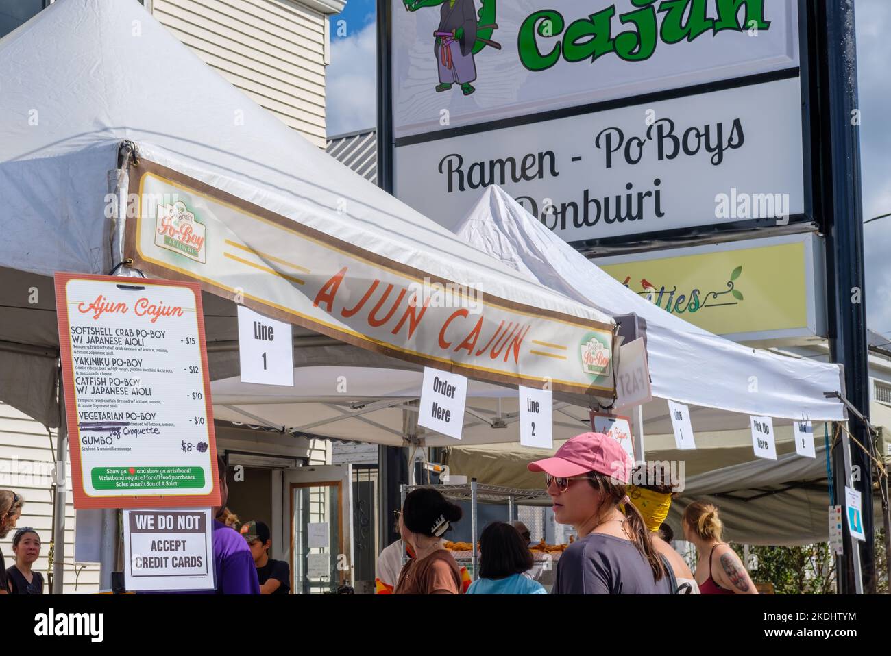 NEW ORLEANS, LA, USA - NOVEMBER 6, 2022: Ajun Cajun Restaurant booth at the Oak Street Po-Boy Festival in the Carrollton Neighborhood Stock Photo