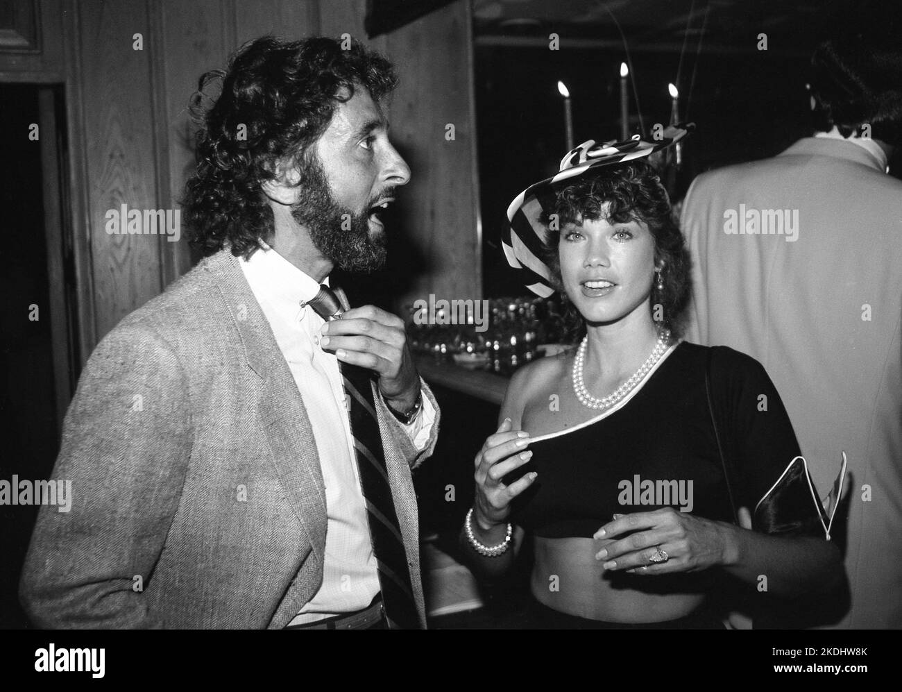 Barbi Benton with George Gradow at the Laugh In Syndication Party thrown by George Schlatter at Chasen's September 1983. Credit: Ralph Dominguez/MediaPunch Stock Photo