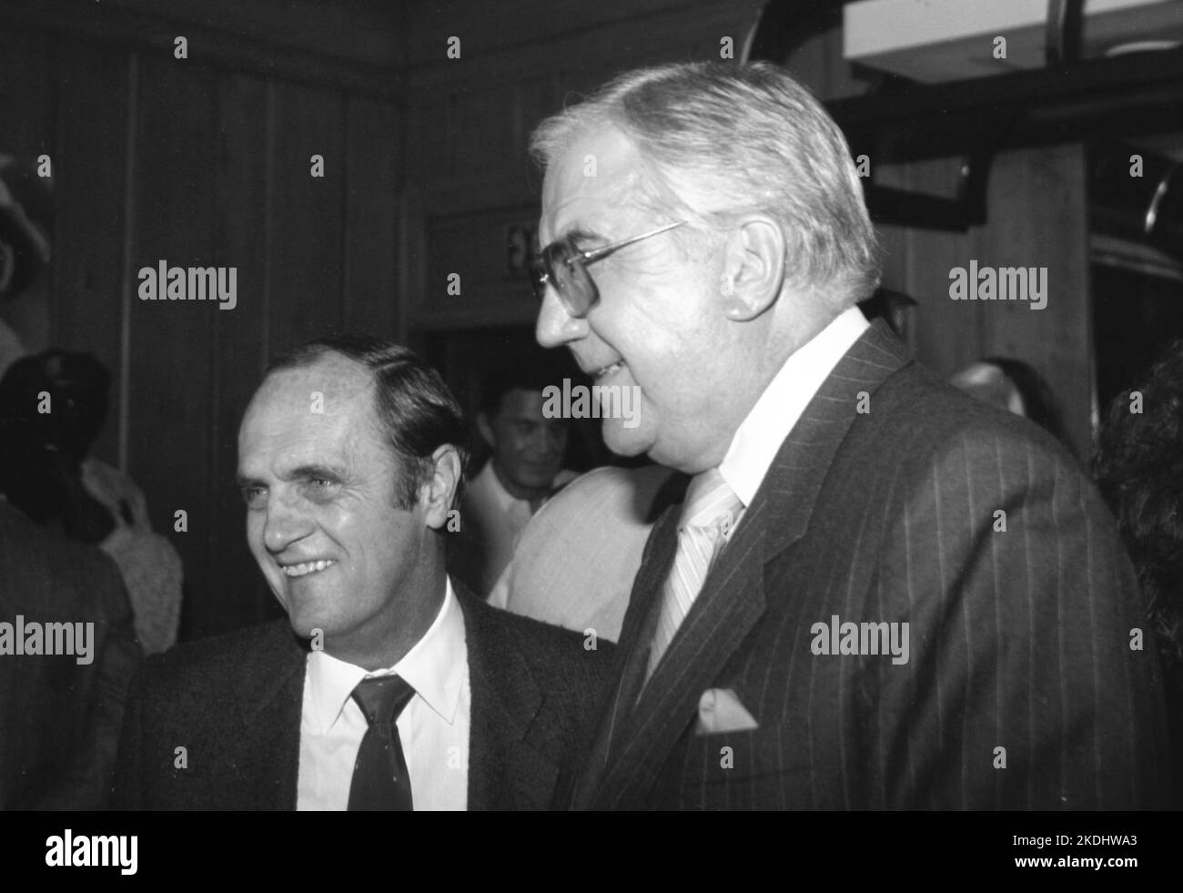 Ed McMahon with Bob Newhart at the Laugh In Syndication Party thrown by George Schlatter at Chasen's September 1983. Credit: Ralph Dominguez/MediaPunch Stock Photo