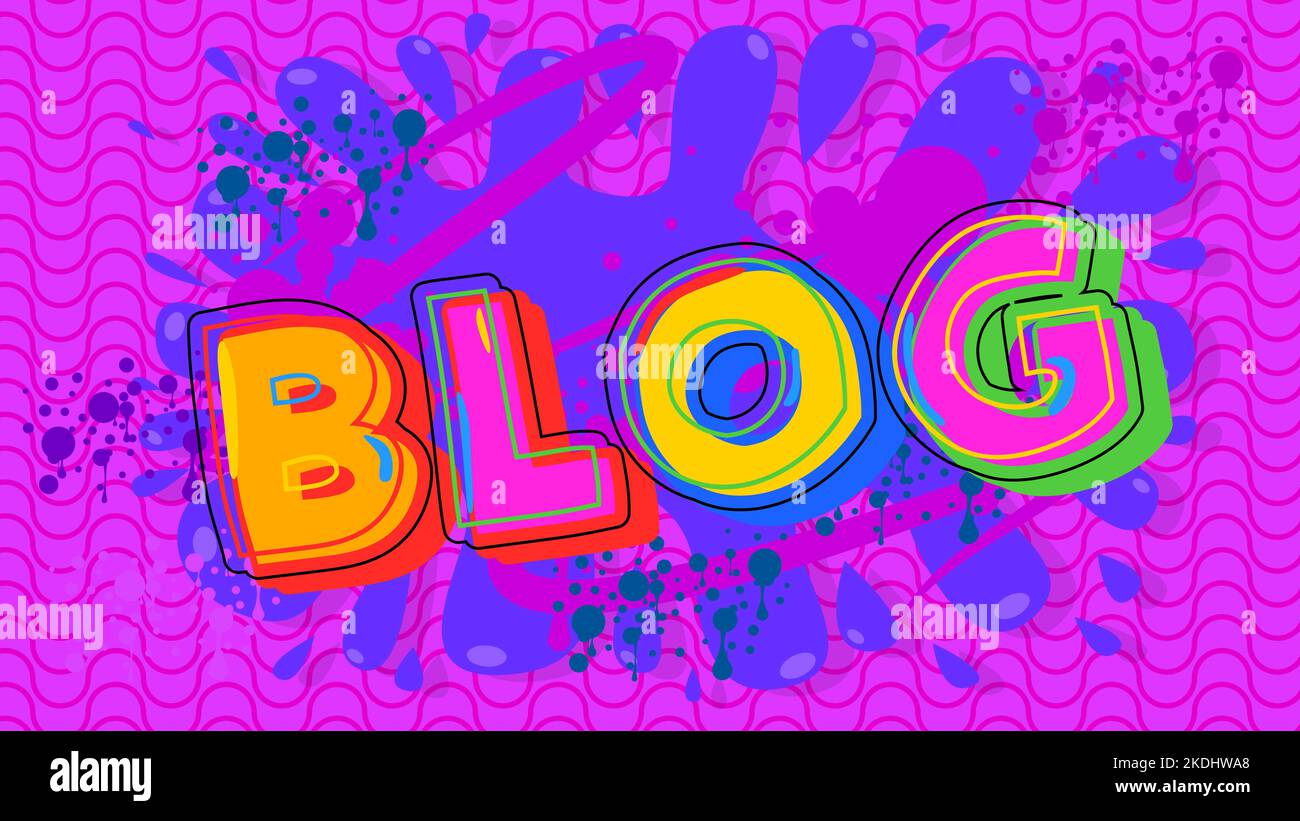 Blog. Word written with Children's font in cartoon style Stock Vector ...