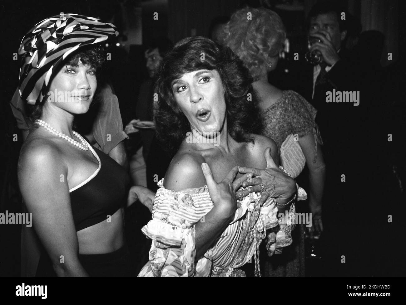 Barbi Benton with Ruth Buzzi at the Laugh In Syndication Party thrown by George Schlatter at Chasen's September 1983. Credit: Ralph Dominguez/MediaPunch Stock Photo