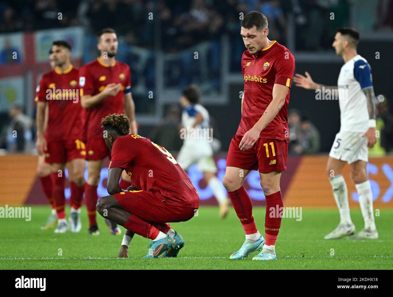November 6, 2022, ROME AS Roma's players show their dejection after