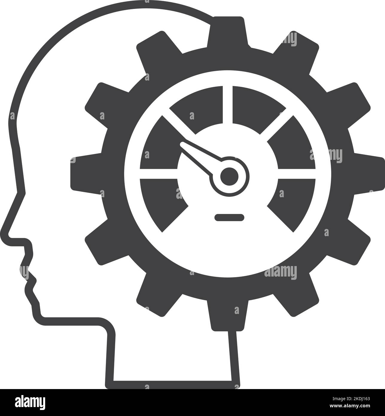 human head and cog illustration in minimal style isolated on background ...