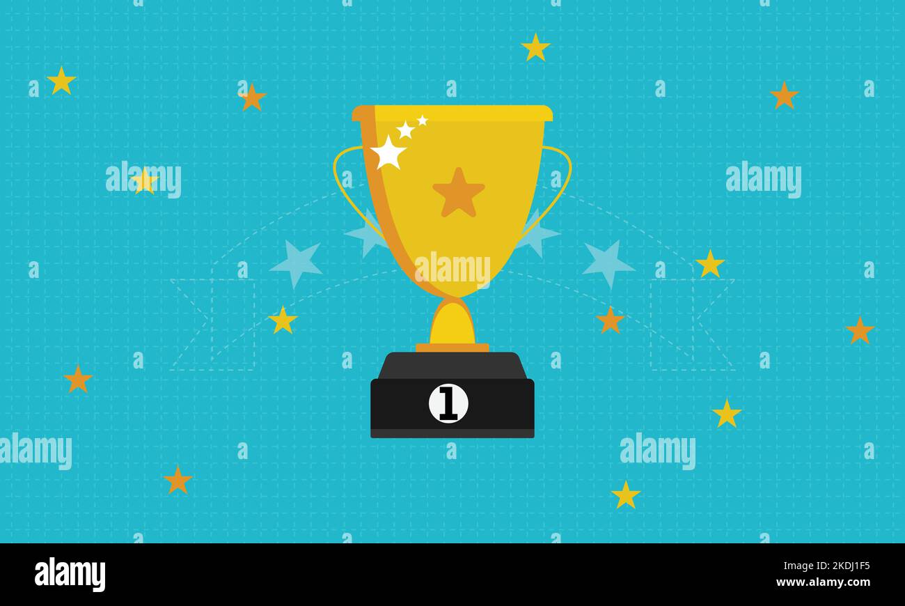 Trophy Cup Vector Flat Icon with star Stock Vector